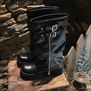 Black Moto Combat Boots